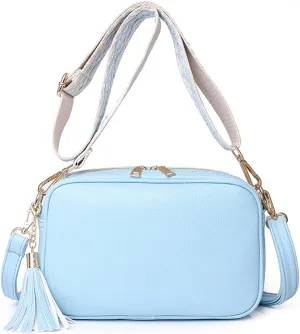 Crossbody Bags for Women Ultra-light Shoulder Bag Ladies PU Leather Bucket Bag Handbag Hobos Bags Satchels for Outdoors Workout Travel Shopping Messenger Bag with Two Shoulder Strap Sky Blue