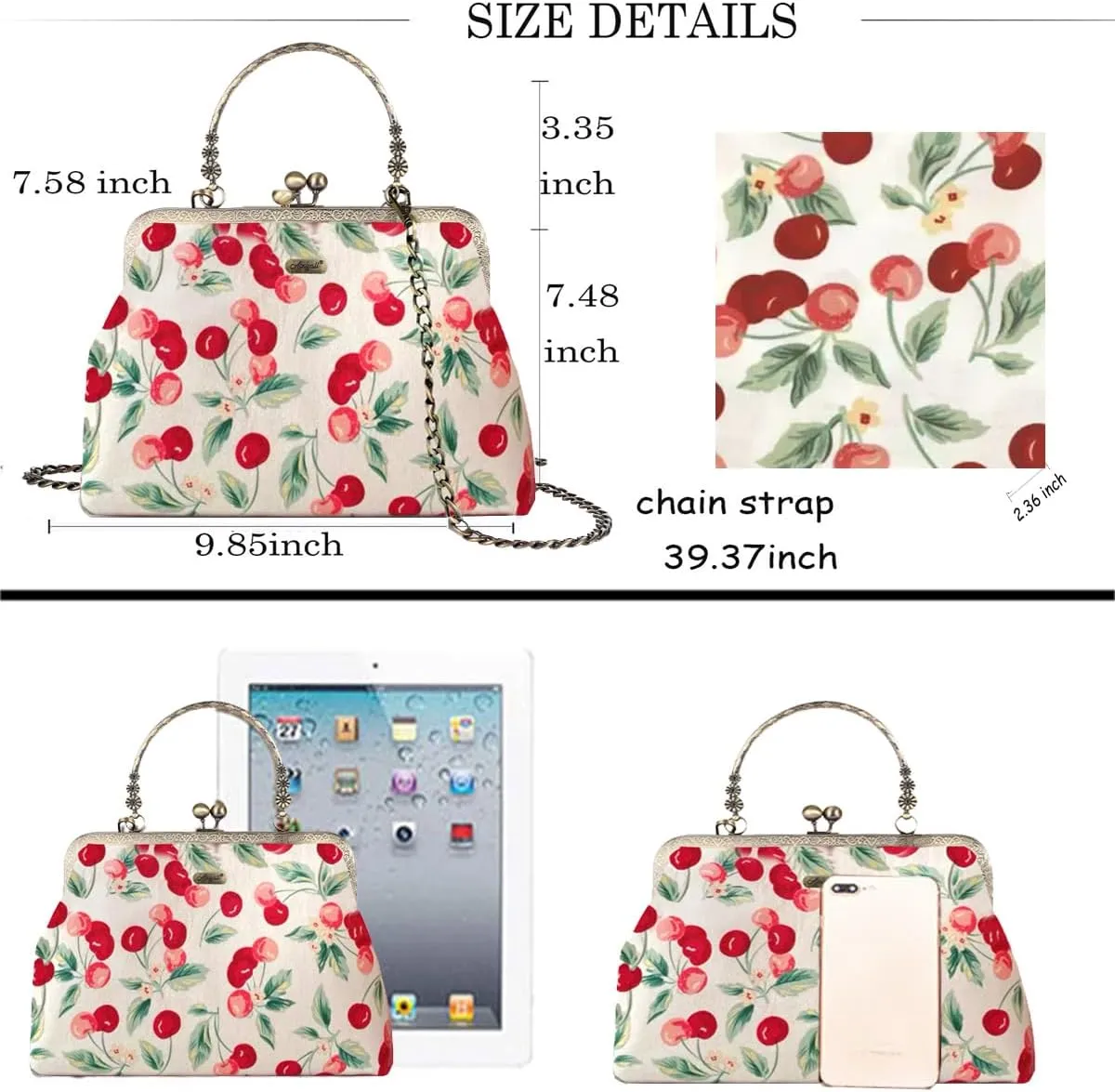Crossbody Tote Bag Floral Satchel Purse Handbag for Women