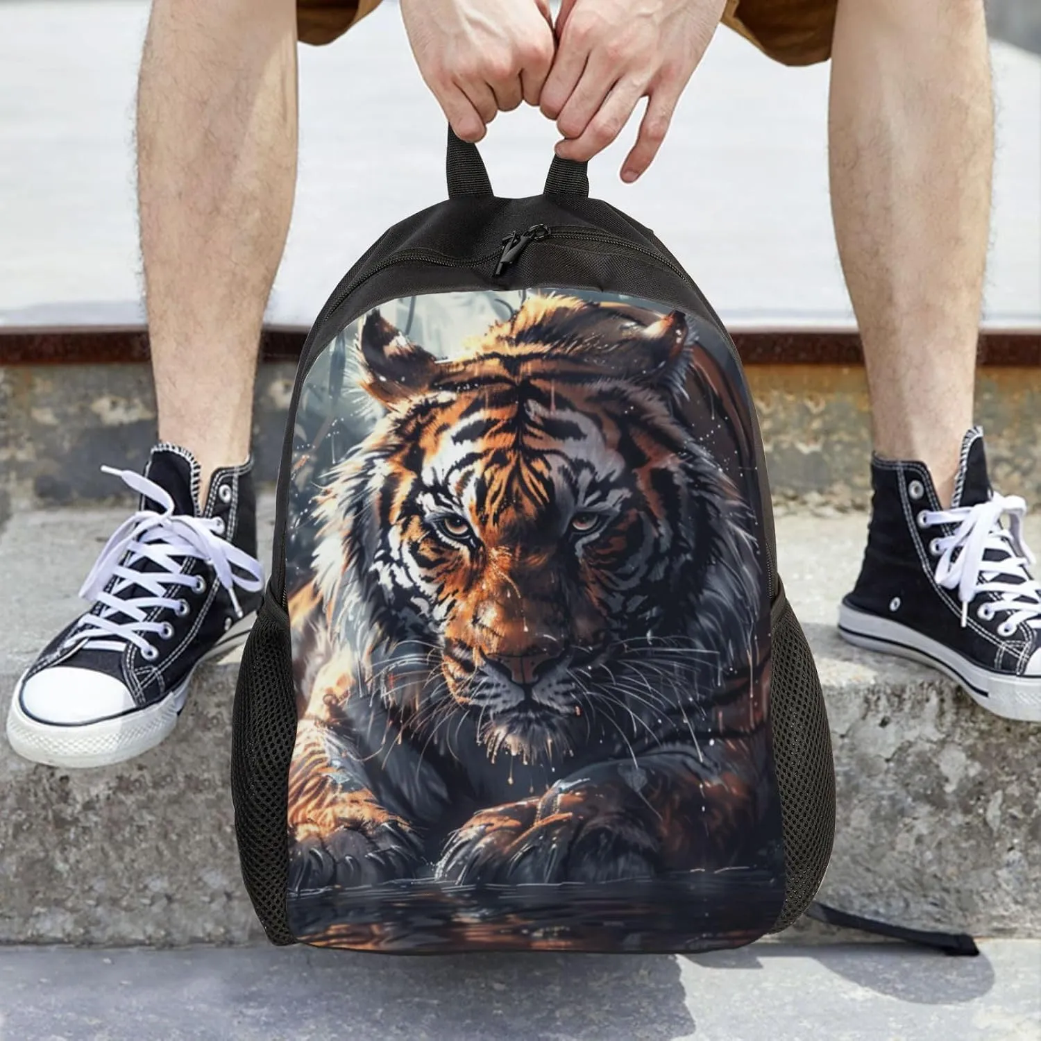 Crouching Tiger Backpack Waterproof Anti Theft Durable Light Laptop Bag Backpacks For Women Men Travel Gym Backpack