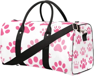 Crown Dog Footprint Travel Duffel bag for Men Women Weekender Overnight Bag Gym Bag Carry On Luggage Bags for Yoga Workout Sports