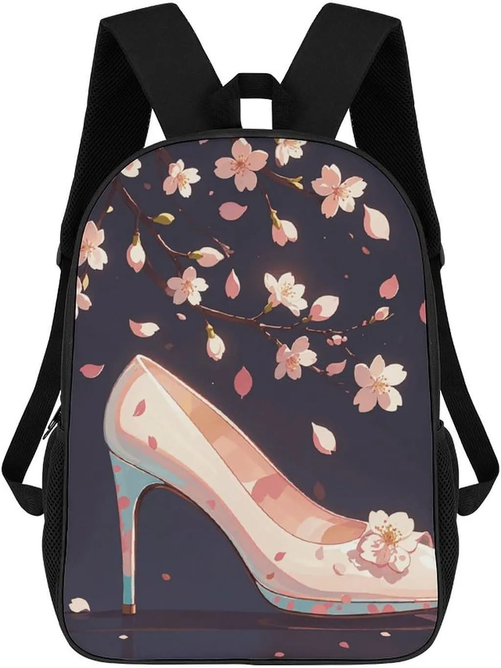 Crystal High Heels Business Laptop Backpack for Women Men 17 Inch Carry on Backpack Waterproof Black Bookbag Fashion Lightweight Backpacks for Travel Hiking Camping Casual Daypack Backpacks