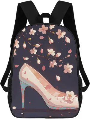 Crystal High Heels Business Laptop Backpack for Women Men 17 Inch Carry on Backpack Waterproof Black Bookbag Fashion Lightweight Backpacks for Travel Hiking Camping Casual Daypack Backpacks