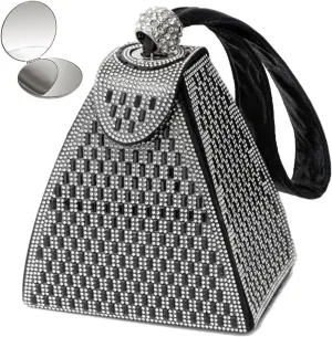 Crystal Pyramid Handbag, Women Elegant Evening Clutch Bag Top-Handle Hand Triangle Fashion Wristlets Bag Wrist Bag