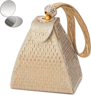 Crystal Pyramid Handbag, Women Elegant Evening Clutch Bag Top-Handle Hand Triangle Fashion Wristlets Bag Wrist Bag