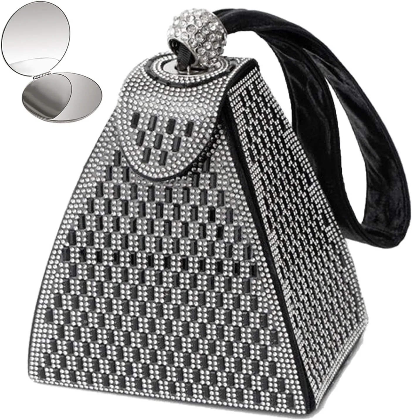 Crystal Pyramid Handbag, Women Elegant Evening Clutch Bag Top-Handle Hand Triangle Fashion Wristlets Bag Wrist Bag