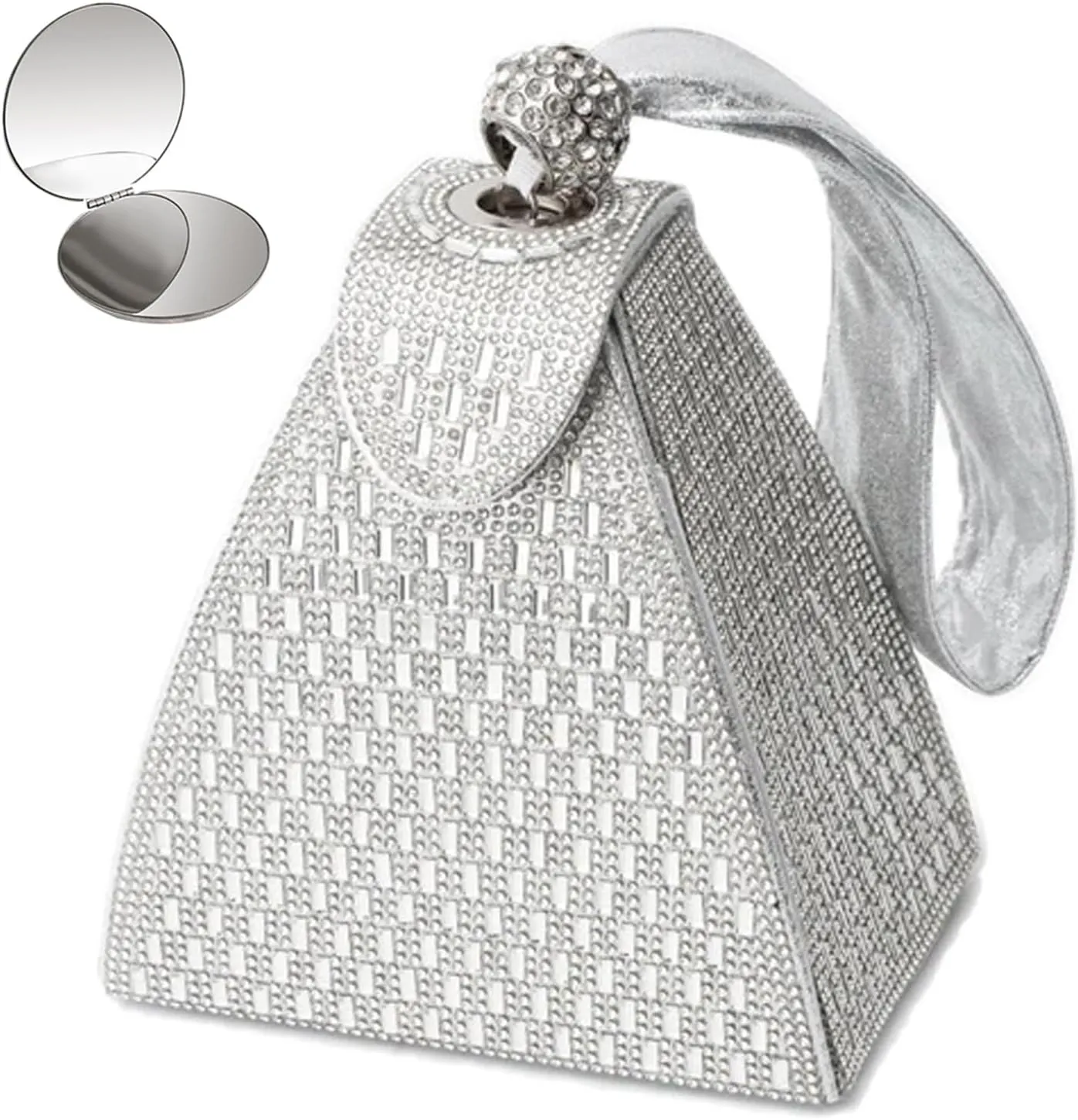 Crystal Pyramid Handbag, Women Elegant Evening Clutch Bag Top-Handle Hand Triangle Fashion Wristlets Bag Wrist Bag