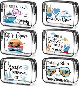 Cunno Makeup Bags Gifts for Women Summer Beach Cruise Swim Nurse Teacher Dance Gift Survival Kit Clear Cosmetic Bags PVC Waterproof Travel Toiletry Handbags Purses Organizer(Cruise Style)