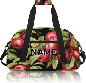 Custom Apples Small Gym Bag 18 inch for Women Men Personalized Fruit Apples Carry On Overnight Weekender Bag for Travel Work Dance Sport