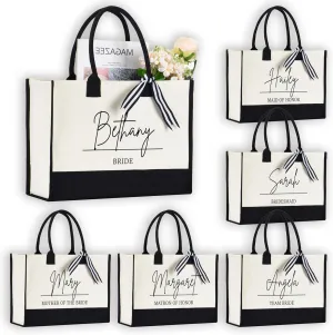 CUSTOM Bachelorette Party Tote Bags for Bridesmaids, Bride, Maid of Honor, Mother of the Bride, Bride Squad and More | Bride Tote Bag for Wedding Day or Bachelorette Party