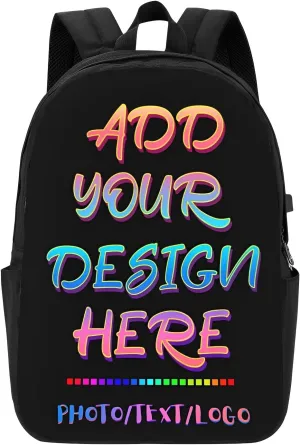 Custom Backpack Personalized Bag Desgin Your Own Photo Text Name Logo Book Bag Waterproof Travel Hiking Bookbag Great Gift for Friend
