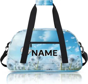 Custom Butterfly Spring Small Gym Bag 18 inch for Women Men Personalized Dandelion Carry On Overnight Weekender Bag for Travel Work Dance Sport