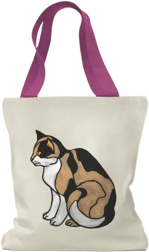 Custom Canvas Tote Shopping Bag Calico Cat C Calico Reusable Beach Bags for Women