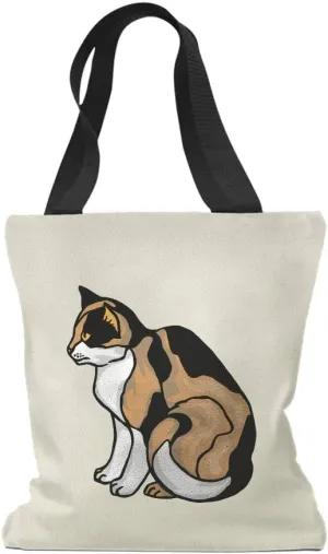 Custom Canvas Tote Shopping Bag Calico Cat C Calico Reusable Beach Bags for Women