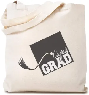 Custom Canvas Tote Shopping Bag Congrats Grad Holidays and Occasions Graduation Academic Degree