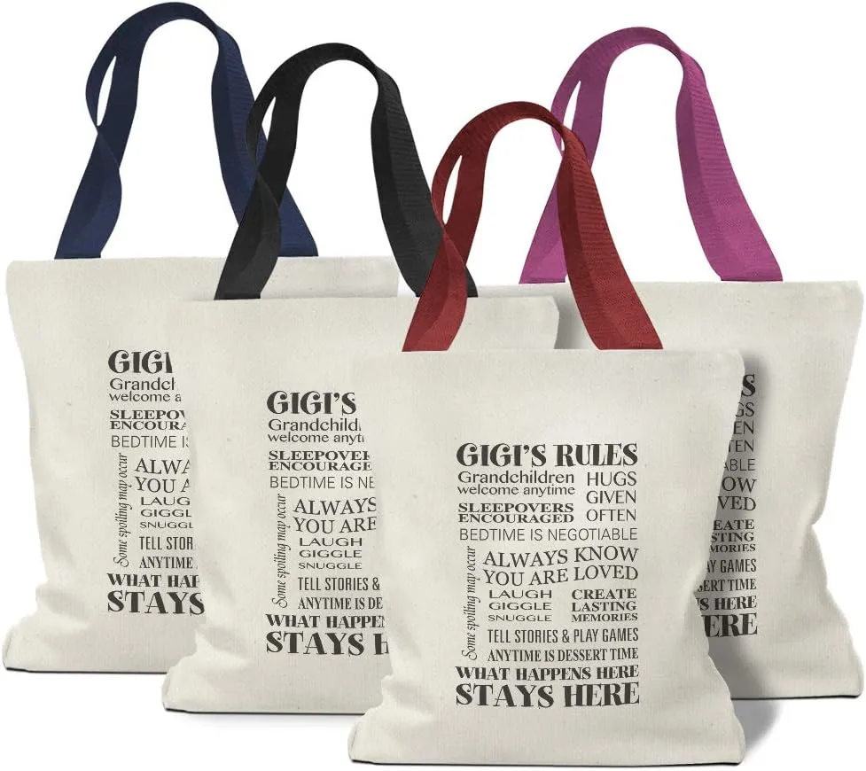 Custom Canvas Tote Shopping Bag Gigi's Rules Grandma Family & Friends Reusable Beach for Women