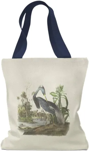 Custom Canvas Tote Shopping Bag Tricolored Heron James Audubon Birds Animals Fowl Birds Gifts