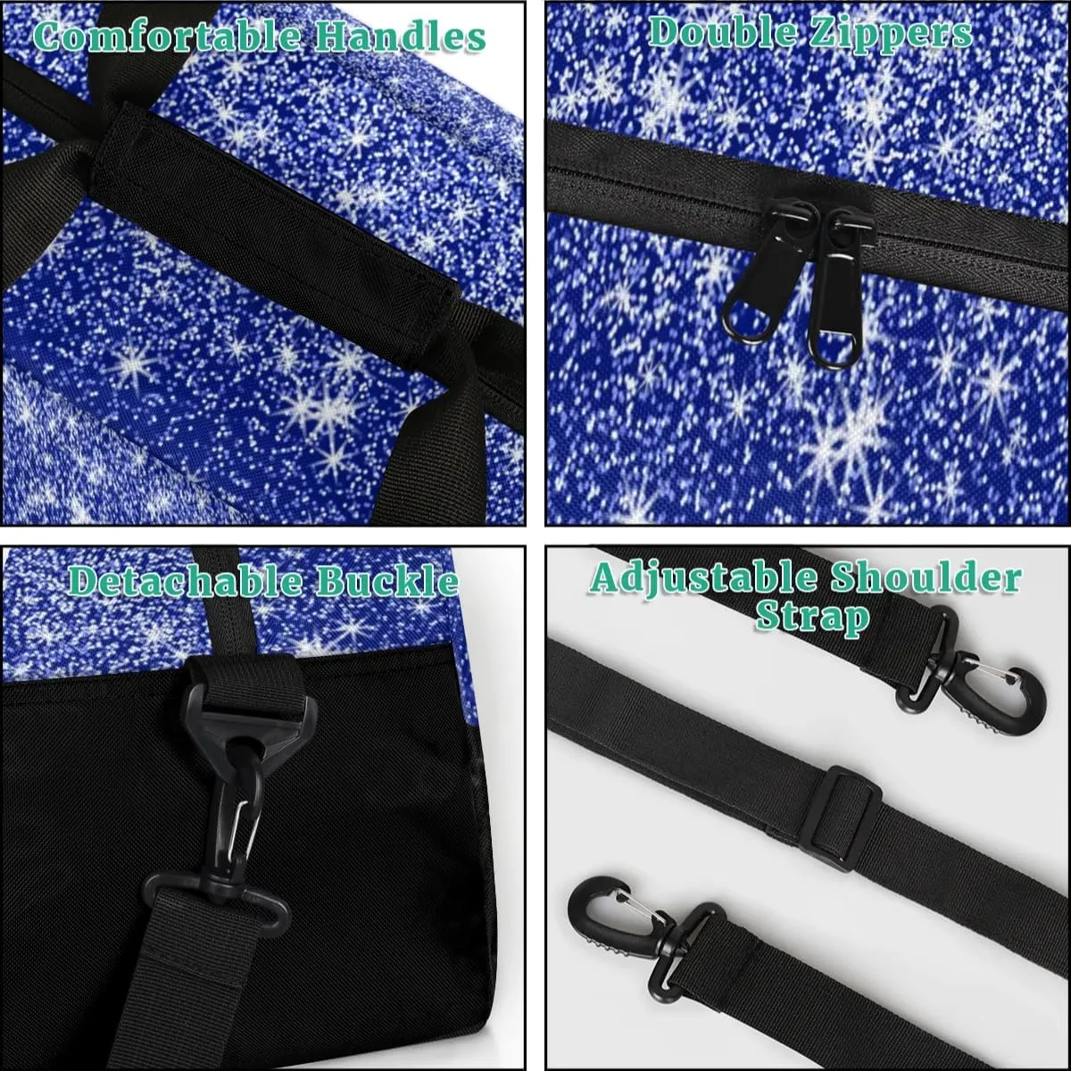Custom Cheer Bag Dance Gym Bags for Women, Personalized Name Sport Duffel Bag Weekender Bags Travel Duffel Bags Sky Blue Glitter Fluid Personalized Gifts