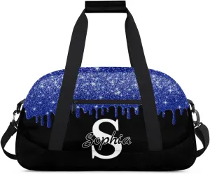 Custom Cheer Bag Dance Gym Bags for Women, Personalized Name Sport Duffel Bag Weekender Bags Travel Duffel Bags Sky Blue Glitter Fluid Personalized Gifts