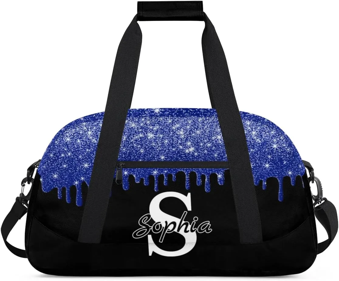 Custom Cheer Bag Dance Gym Bags for Women, Personalized Name Sport Duffel Bag Weekender Bags Travel Duffel Bags Sky Blue Glitter Fluid Personalized Gifts
