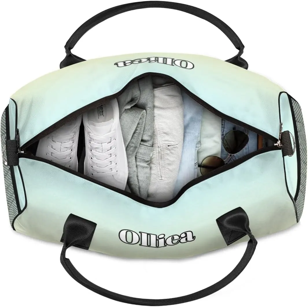 Custom Dance Bag Gym Bag Personalized Sport Duffel Bag Travel Weekender Bags Gymnastics Duffel Bag Beige Gradient