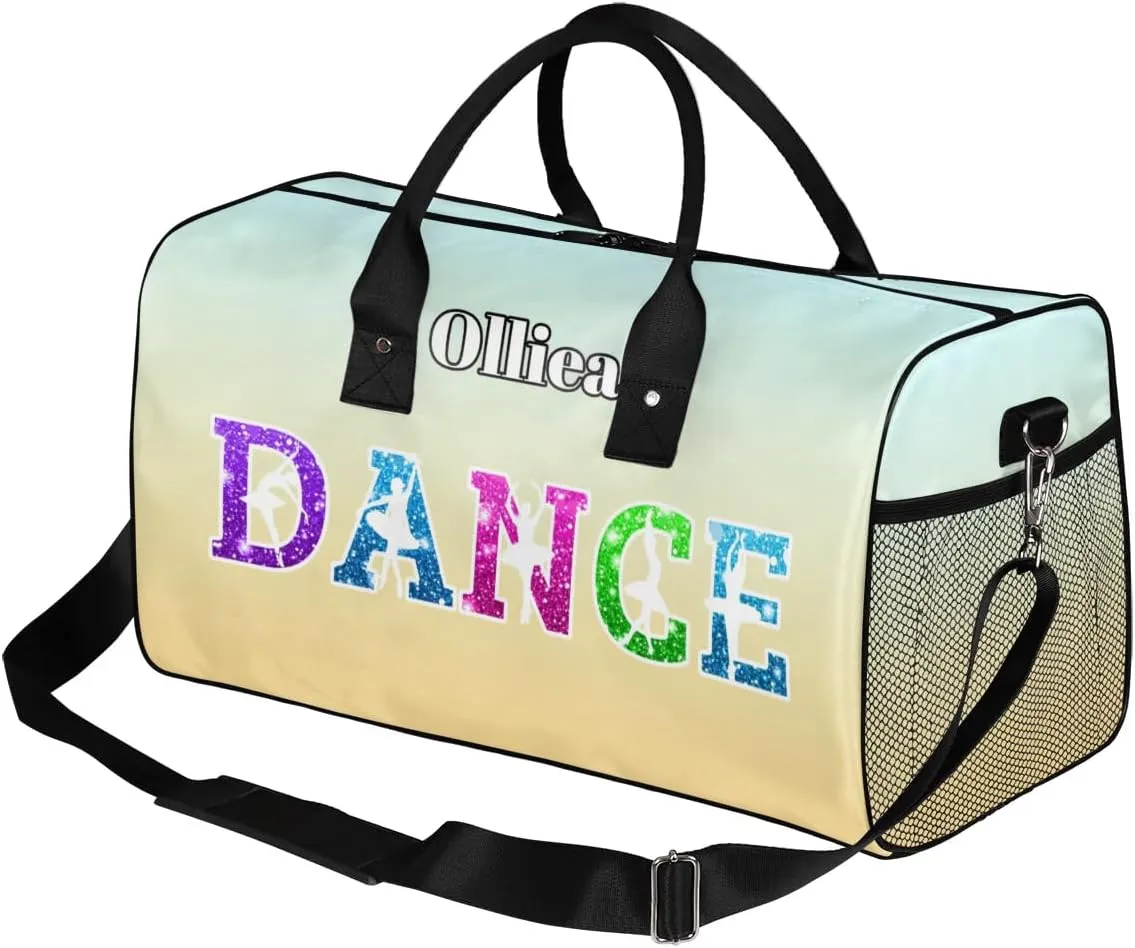 Custom Dance Bag Gym Bag Personalized Sport Duffel Bag Travel Weekender Bags Gymnastics Duffel Bag Beige Gradient