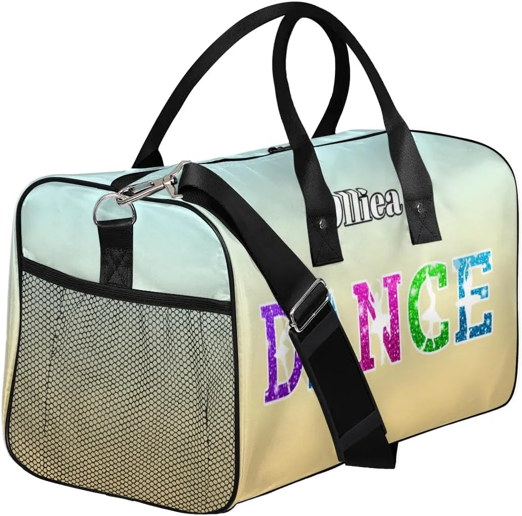 Custom Dance Bag Gym Bag Personalized Sport Duffel Bag Travel Weekender Bags Gymnastics Duffel Bag Beige Gradient