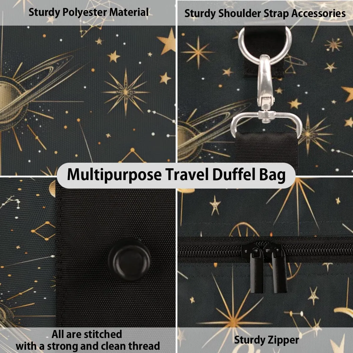 Custom Duffel Bag for Men Women Small Overnight-Bag Black Carry On Luggage Bags