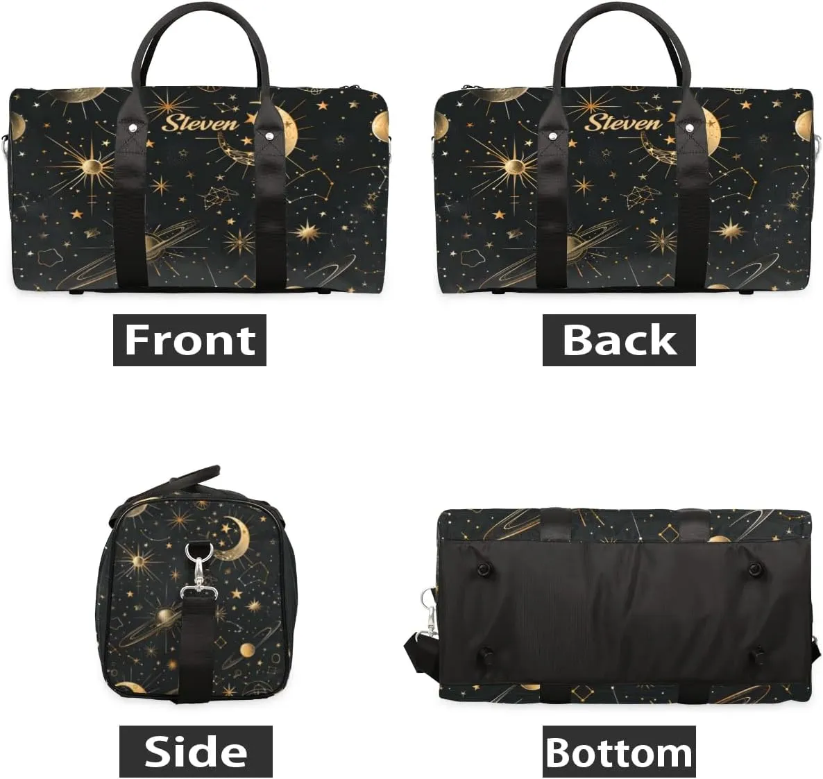 Custom Duffel Bag for Men Women Small Overnight-Bag Black Carry On Luggage Bags