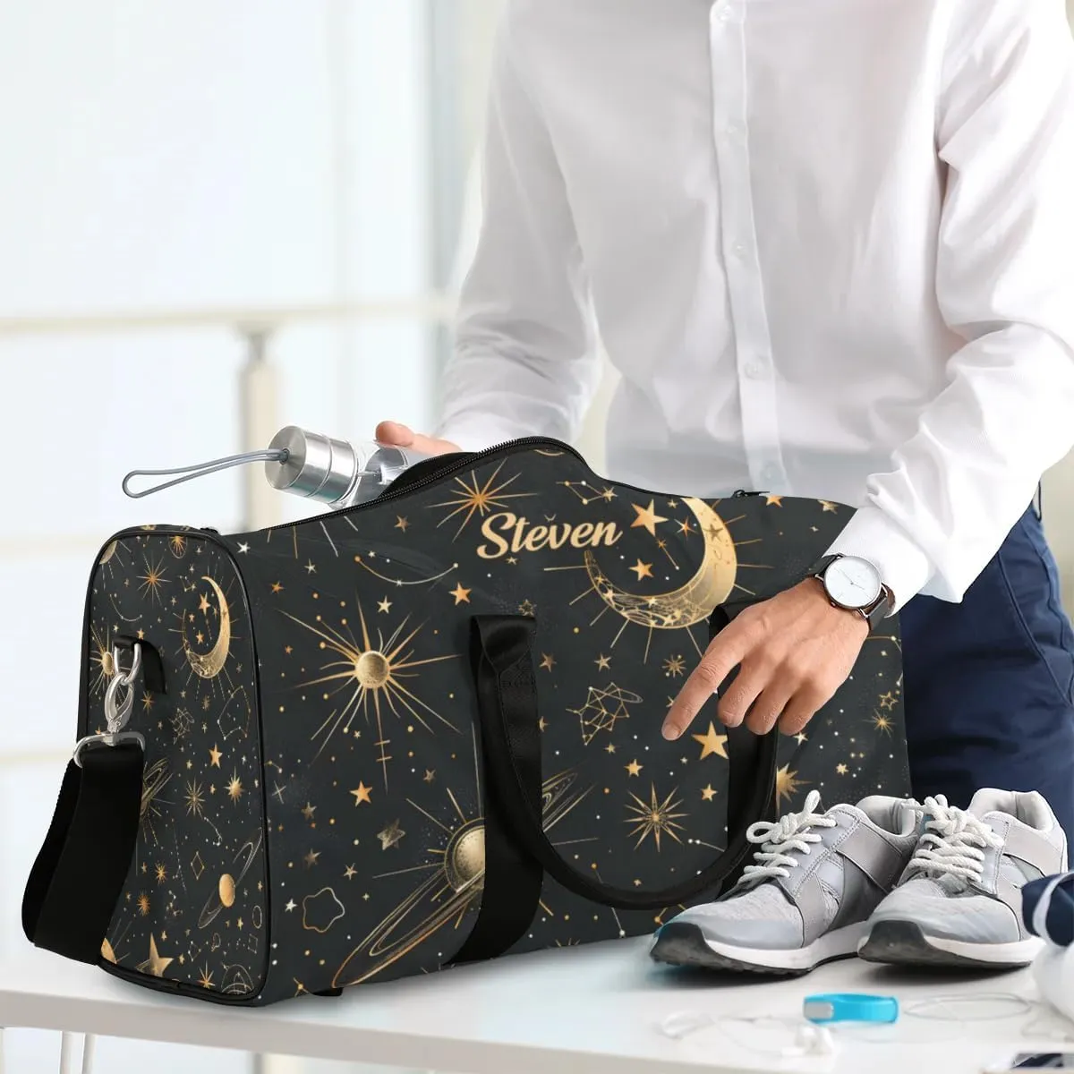 Custom Duffel Bag for Men Women Small Overnight-Bag Black Carry On Luggage Bags