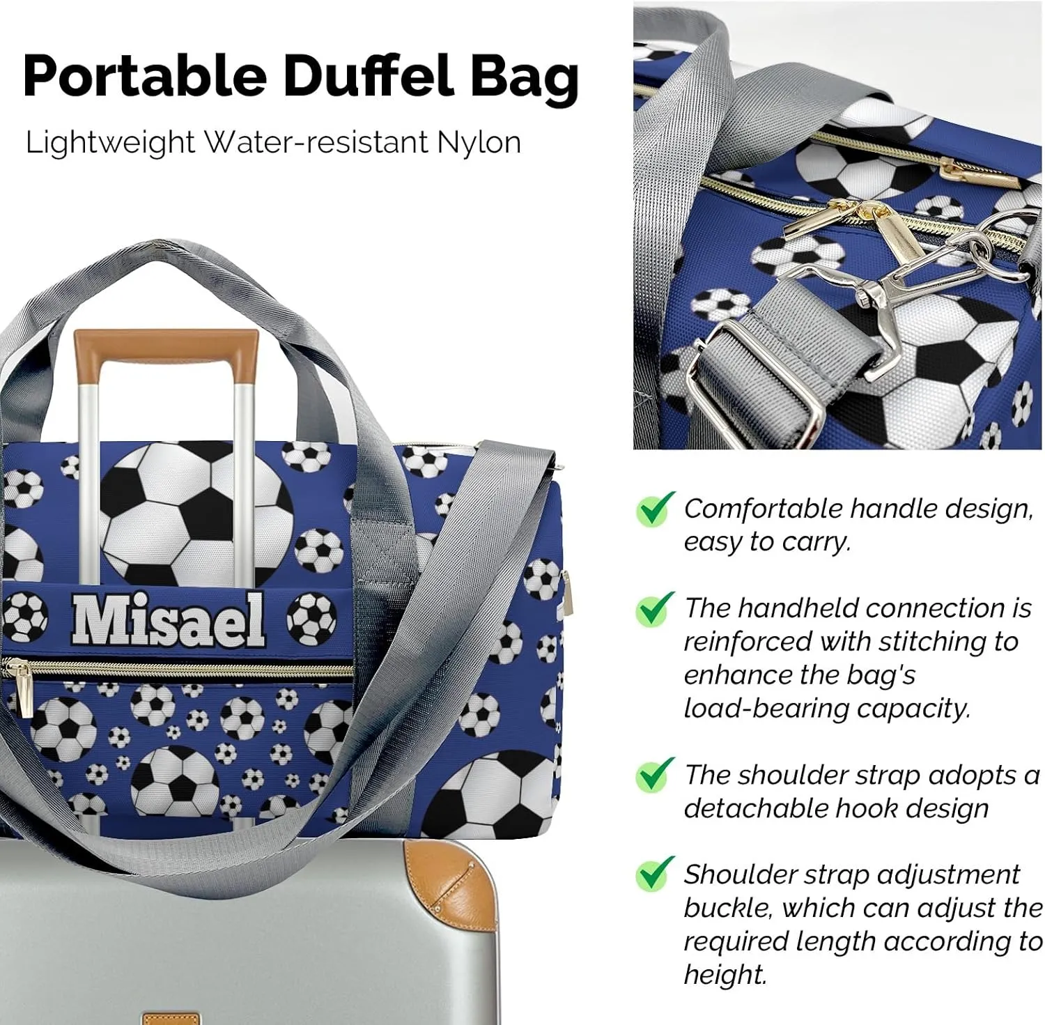 Custom Duffel Bag Sports Soccer Ball Player Ocean Personalized Gift for Travel Carry on Bag