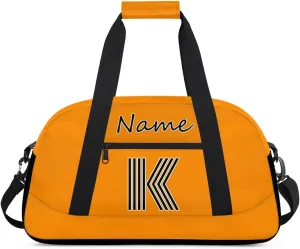 Custom Gym Bag for Women Men, Personalized Initial Duffel Bag with Name, Small Sports Gym Bag Travel Duffle Bag Weekender Carry On Overnight Bags Dark Orange