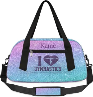 Custom Name Kids Duffle Bag Personalized Text Ballet Dance Sports Bag Waterproof Overnight Weekender Travel Workout Duffel Bag Gymnastics Carry On Bag for Boys Girls Teen Gifts, Blue