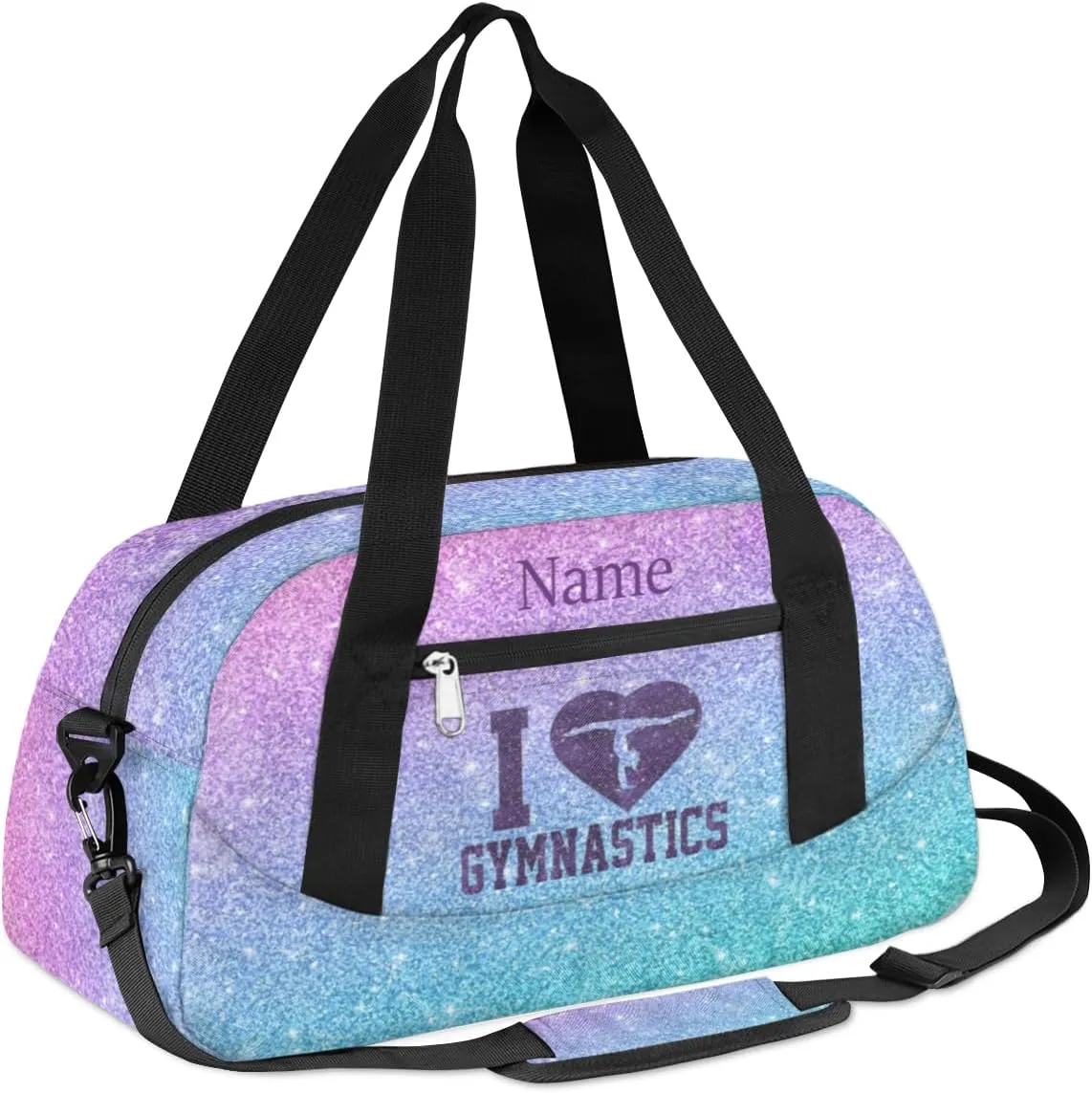 Custom Name Kids Duffle Bag Personalized Text Ballet Dance Sports Bag Waterproof Overnight Weekender Travel Workout Duffel Bag Gymnastics Carry On Bag for Boys Girls Teen Gifts, Blue