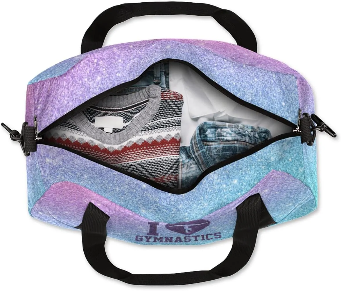 Custom Name Kids Duffle Bag Personalized Text Ballet Dance Sports Bag Waterproof Overnight Weekender Travel Workout Duffel Bag Gymnastics Carry On Bag for Boys Girls Teen Gifts, Blue