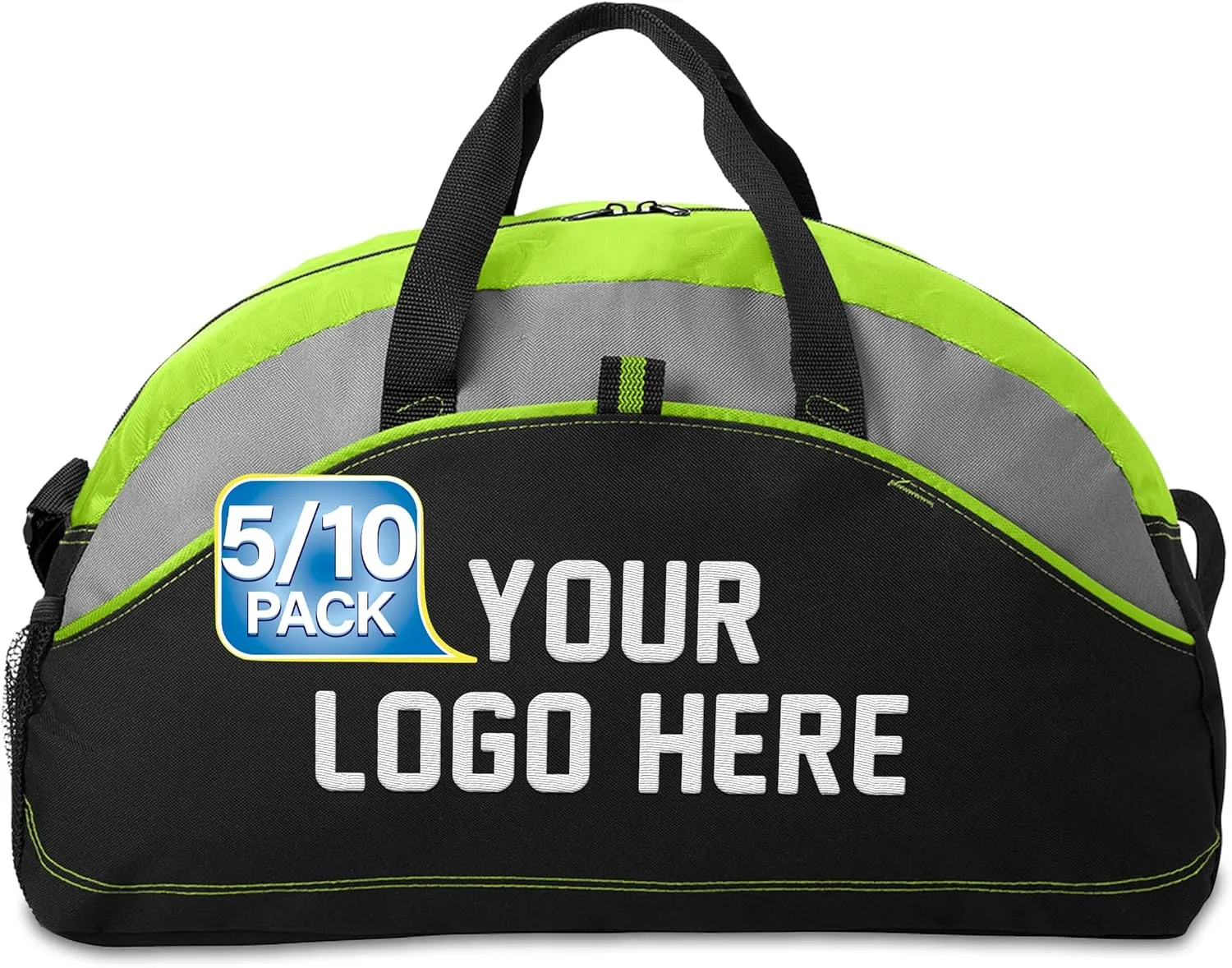 Custom Sport Duffel Bag Add Your Embroidered Logo 5/10 Pack Medium Sport Gym Water Resistant Duffel Bag Lime