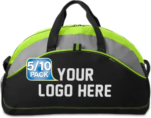 Custom Sport Duffel Bag Add Your Embroidered Logo 5/10 Pack Medium Sport Gym Water Resistant Duffel Bag Lime
