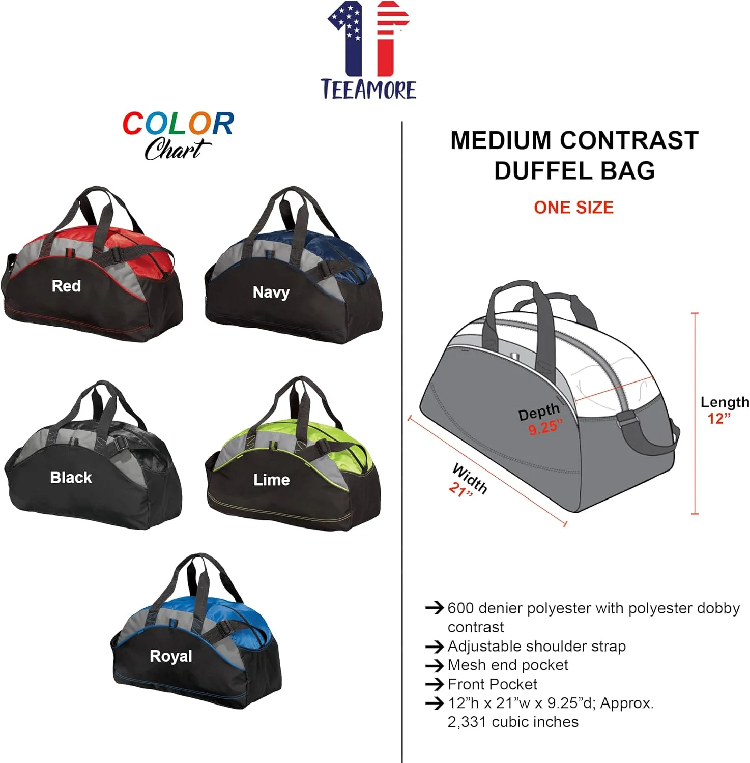 Custom Sport Duffel Bag Add Your Embroidered Text Medium Contrast Sport Gym Travel Water Resistant Duffel Bag Red