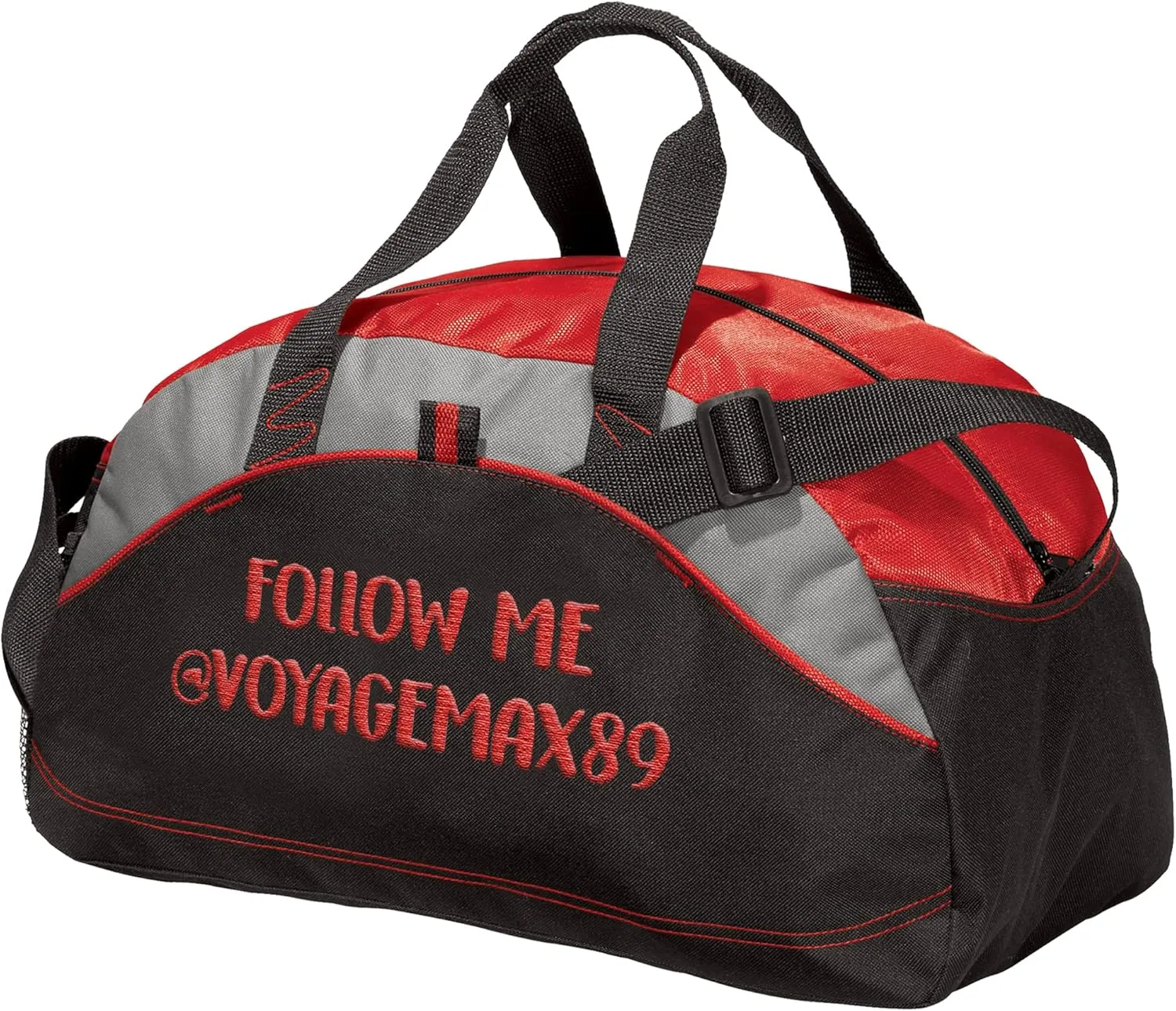 Custom Sport Duffel Bag Add Your Embroidered Text Medium Contrast Sport Gym Travel Water Resistant Duffel Bag Red