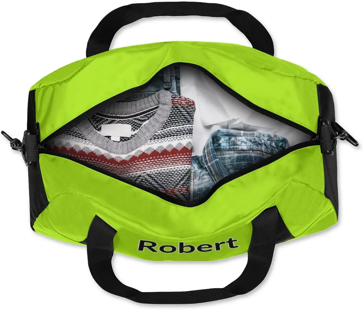 Custom Sport Gym Bag, Personalized Name Overnight Duffel Bag for Boys Girls Dance Weekender Bags Travel Tote Bag, Brilliant Cyan