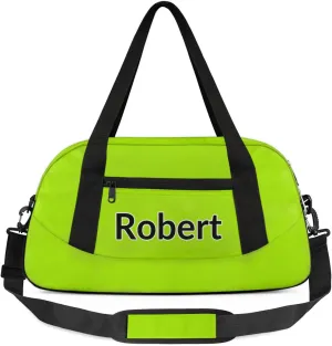 Custom Sport Gym Bag, Personalized Name Overnight Duffel Bag for Boys Girls Dance Weekender Bags Travel Tote Bag, Brilliant Cyan