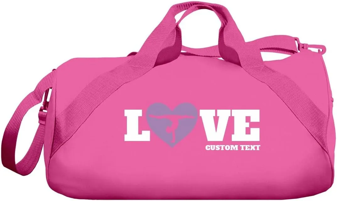 Custom Text Dancing Gymnastics Duffel Bag: Barrel Duffel Bag
