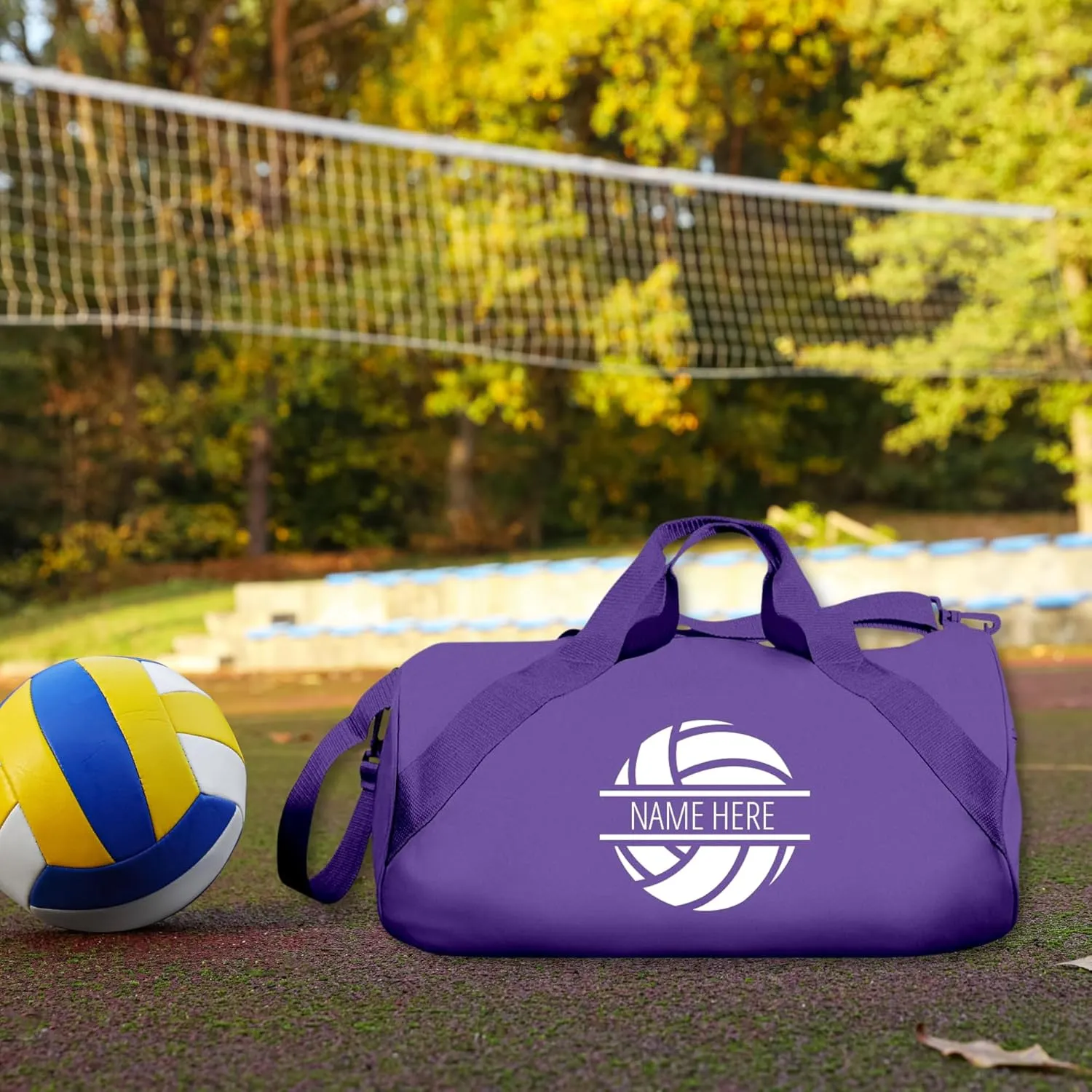 CUSTOMIZED GIRL Custom Volleyball Gym Bag - Personalized Text Barrel Duffle - Black