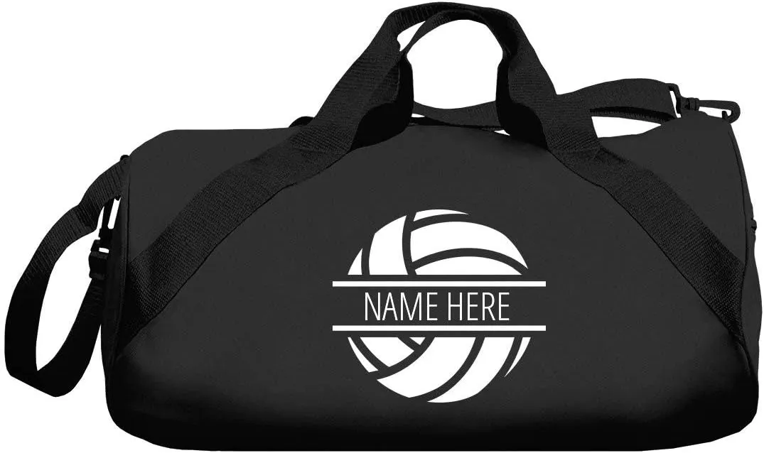 CUSTOMIZED GIRL Custom Volleyball Gym Bag - Personalized Text Barrel Duffle - Black