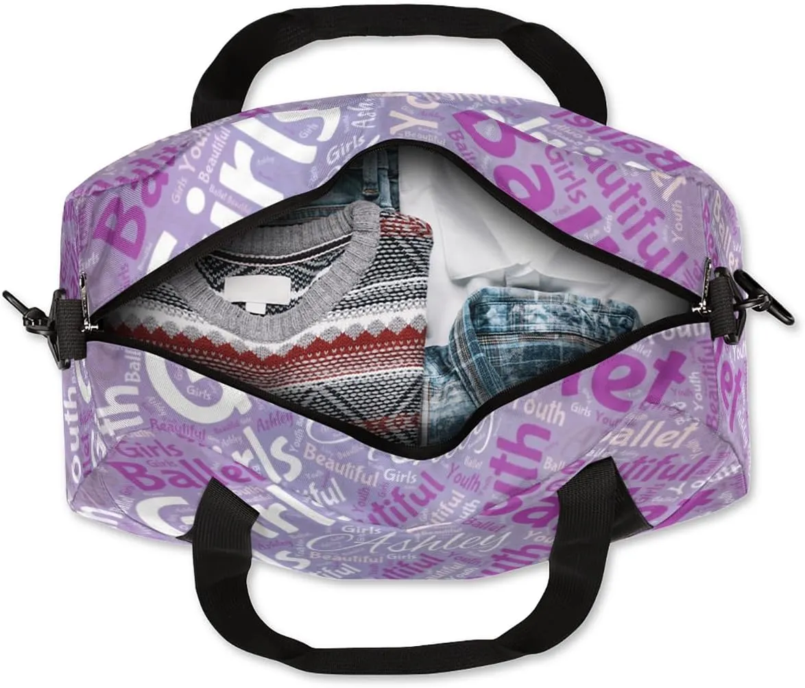 Customized Name 25 Kids Duffel Overnight Bag Girls, Personalized Teens Dance Bag Overnight Weekender Duffel Bags for Girls Travel School Practice