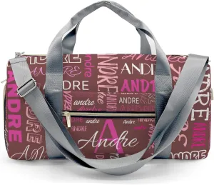 Customized Travel Duffel Bag with Name Brown Pink Personalized Sports Gym Bag Waterproof Weekend Luggage Bag
