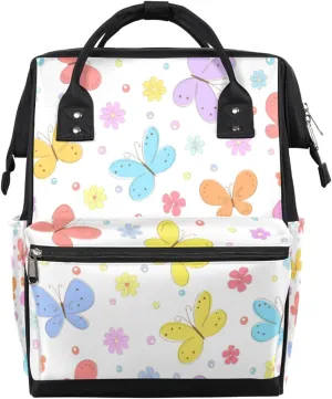 Cute Butterfly Diaper Bag Tote Large Capacity Waterproof with Adjustable Shoulder Strap and Pram Straps Mommy Bag for Hospital Beach Weekender Travel