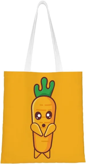 Cute Carrots Tote Bag for Women Canvas Shopping Bags Reusable Large Capacity Casual Shoulder Handbags Grocery Bags DIY Gift Bags