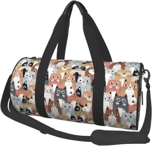Cute Cartoon Cats Sports Gym Bag Travel Duffel Bag Shoes Compartment For Men Women Foldable Lightweight Yoga Gym Sports Bag