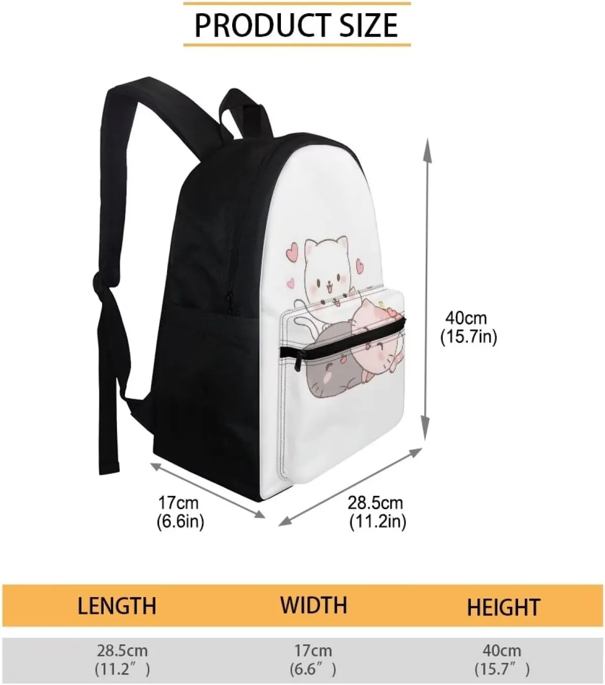 Cute Cat School Backpack for Girls Age 6-15 Cute Backpacks for School Girls 6Th School Backpack for Teens Girls High School Kids Travel Handbag with Adjustable Strap for Middle School