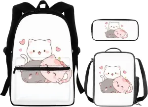 Cute Cat School Backpack for Girls Age 6-15 Cute Backpacks for School Girls 6Th School Backpack for Teens Girls High School Kids Travel Handbag with Adjustable Strap for Middle School